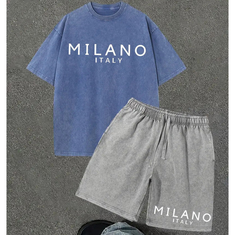 👕🩳 Set med T-shirt och shorts för män – 50 % rabatt! Avslappnad passform, andas bra, perfekt för sommardagar och avkoppling. 🔥☀️