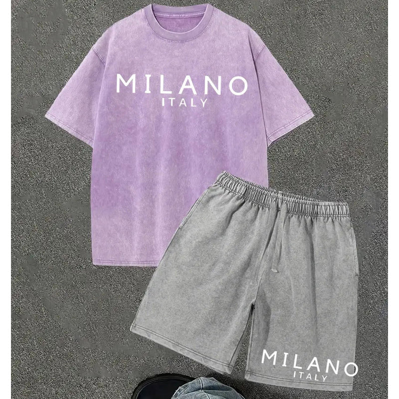 👕🩳 Set med T-shirt och shorts för män – 50 % rabatt! Avslappnad passform, andas bra, perfekt för sommardagar och avkoppling. 🔥☀️