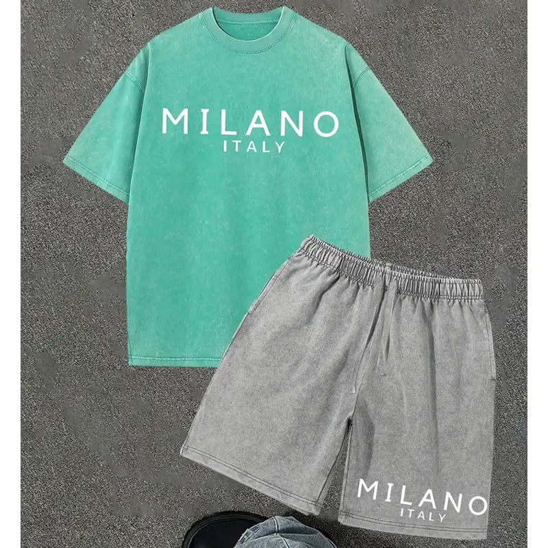 👕🩳 Set med T-shirt och shorts för män – 50 % rabatt! Avslappnad passform, andas bra, perfekt för sommardagar och avkoppling. 🔥☀️