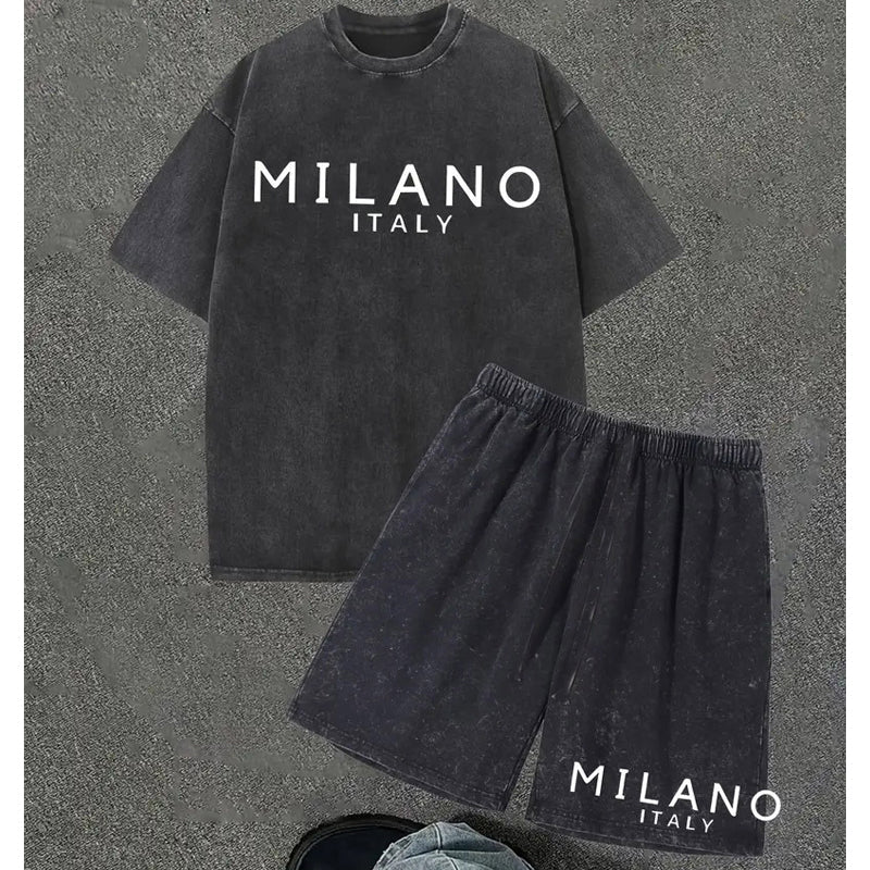 👕🩳 Set med T-shirt och shorts för män – 50 % rabatt! Avslappnad passform, andas bra, perfekt för sommardagar och avkoppling. 🔥☀️