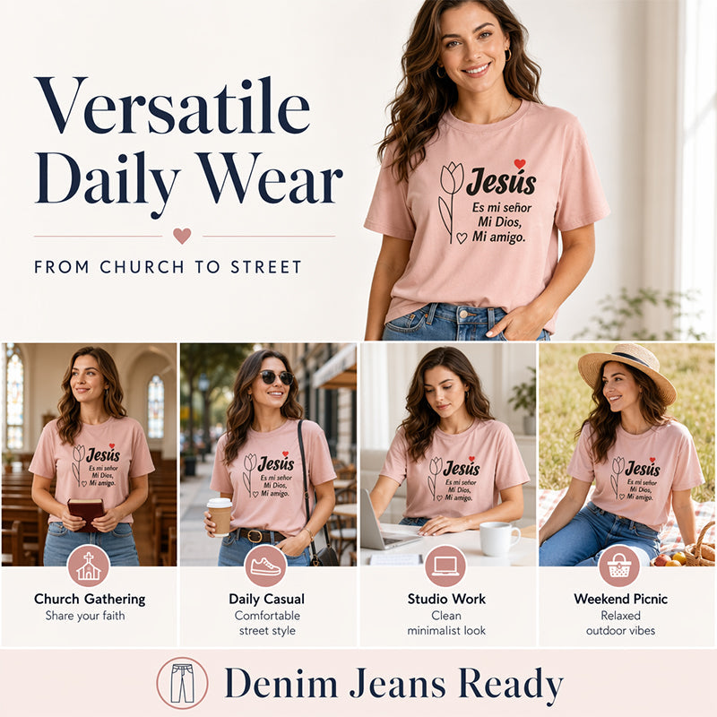 🎉 BEGRÄNSAD TID: 50 % RABATT! 👕 T-shirt med ”Faith Letter”-tryck – Mjuk inspiration till vardagen ✨