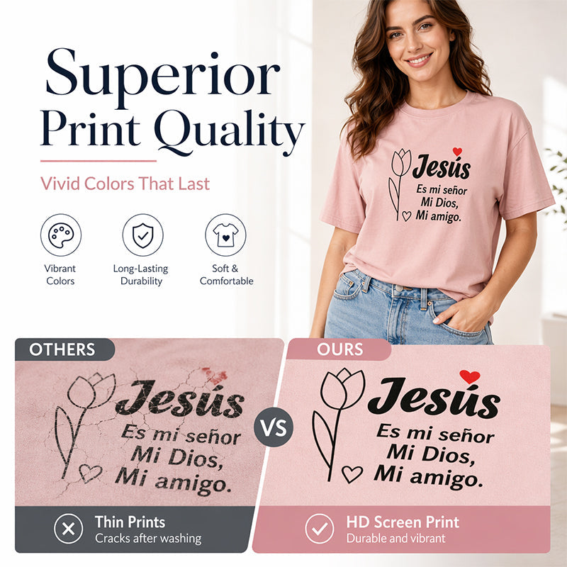 🎉 BEGRÄNSAD TID: 50 % RABATT! 👕 T-shirt med ”Faith Letter”-tryck – Mjuk inspiration till vardagen ✨