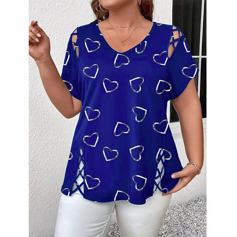 👚50% RABATT NU!! ✨ Mångsidig sommartopp med hjärtmönster och sidosnörning