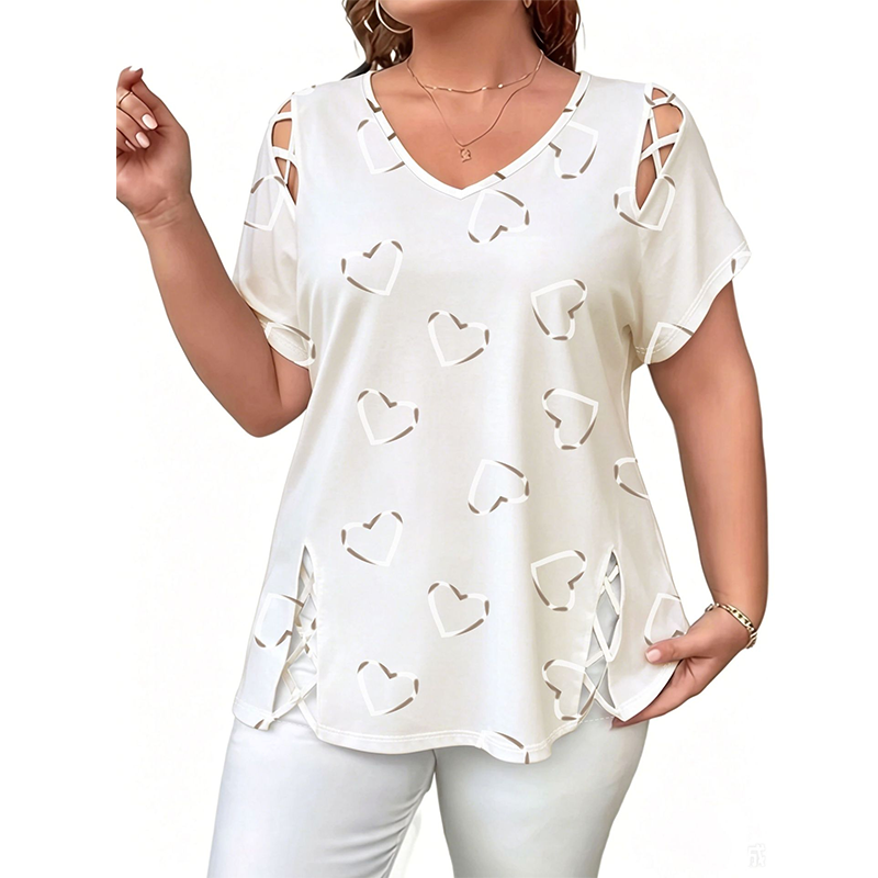 👚50% RABATT NU!! ✨ Mångsidig sommartopp med hjärtmönster och sidosnörning