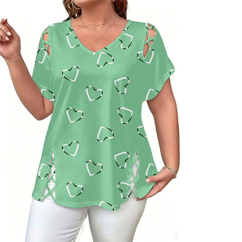 👚50% RABATT NU!! ✨ Mångsidig sommartopp med hjärtmönster och sidosnörning