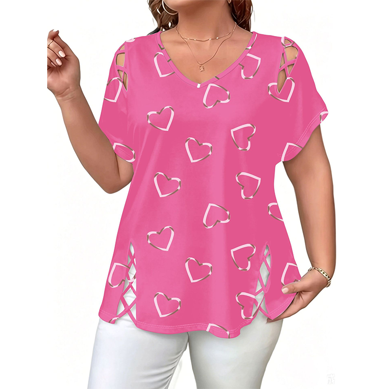 👚50% RABATT NU!! ✨ Mångsidig sommartopp med hjärtmönster och sidosnörning