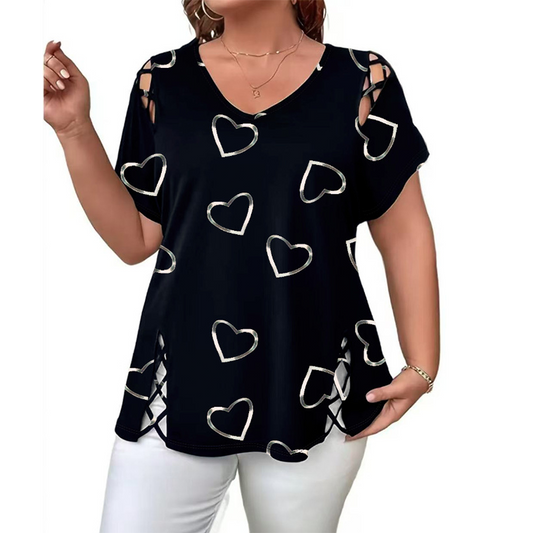 👚50% RABATT NU!! ✨ Mångsidig sommartopp med hjärtmönster och sidosnörning