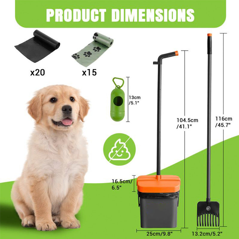 Set med hundbajsskopa med långt handtag