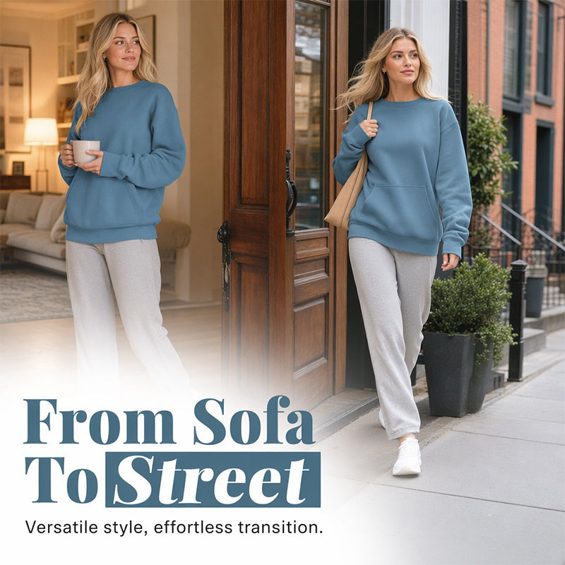 Oversized-tröja med rund hals för damer 👕 Mysig, rymlig och perfekt för avslappnade dagar ✨