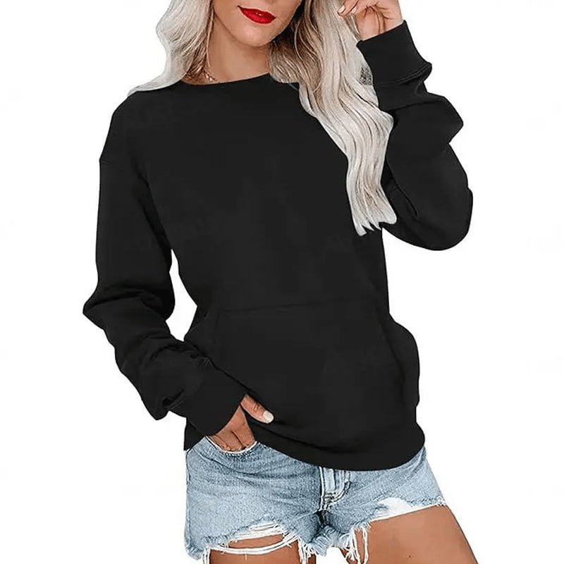 Oversized-tröja med rund hals för damer 👕 Mysig, rymlig och perfekt för avslappnade dagar ✨