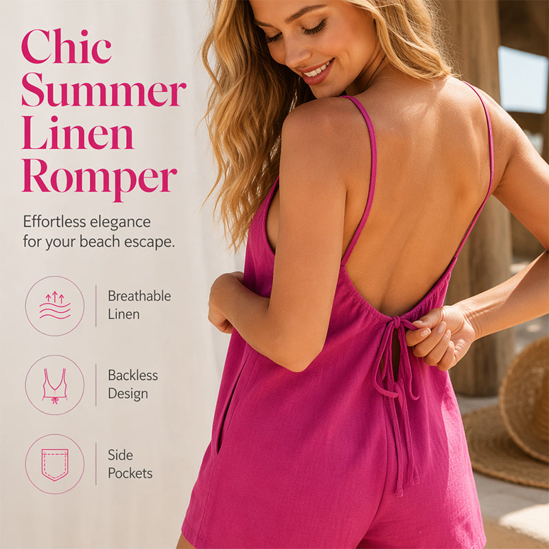 👗☀️ Sommaroverall för damar med bar rygg – lätt tyg, justerbara knytband och avslappnad passform ✨