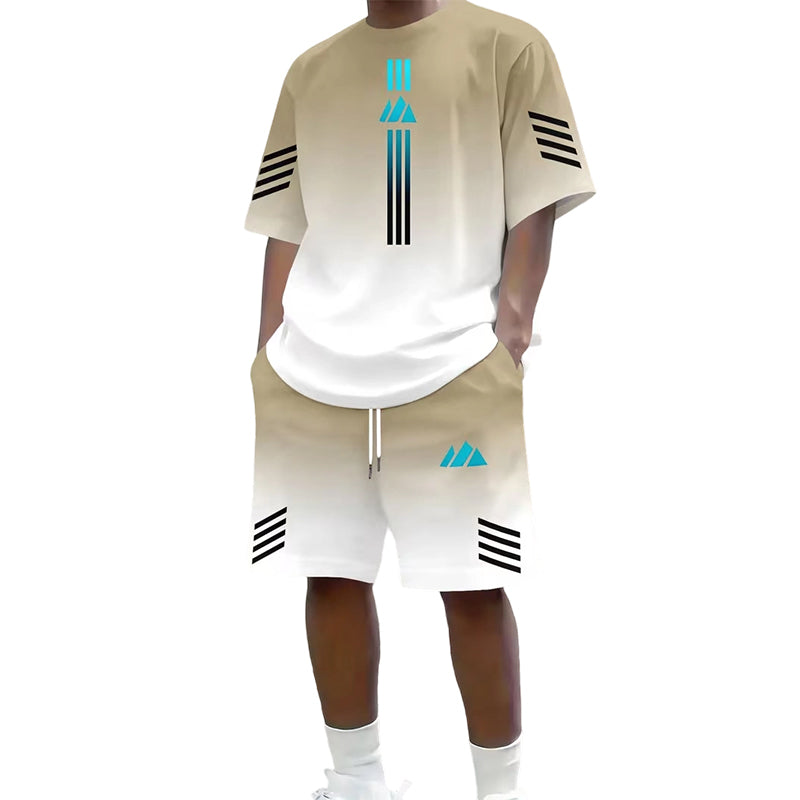 Tvådelat set med sommar-T-shirt och shorts för män