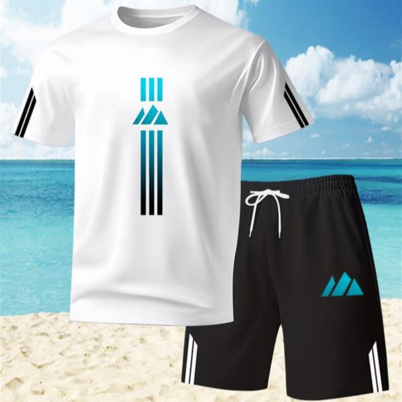 Tvådelat set med sommar-T-shirt och shorts för män