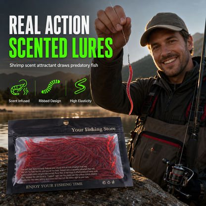 ⏰ Tidsbegrenset 50 % rabatt ✨ Bioniske meitemark-agn | Realistiske og rivebestandige softbaits for ferskvann og sjø 🎣