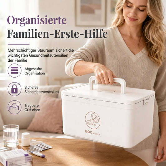 📢📢 50 % RABATT NÅ!! ⏰💊 Stor oppbevaringsboks i plast til medisiner – flerlags, med inn delinger og bærbar, til husholdning og nødsituasjoner ✨