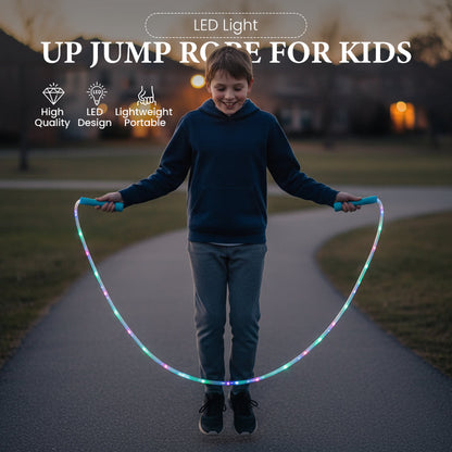 🔥70 % RABATT NÅ! LED-lysende hoppetau for barn – dynamisk lysshow, justerbar lengde og sklisikre håndtak – perfekt for aktive barn og lek om natten 🌈