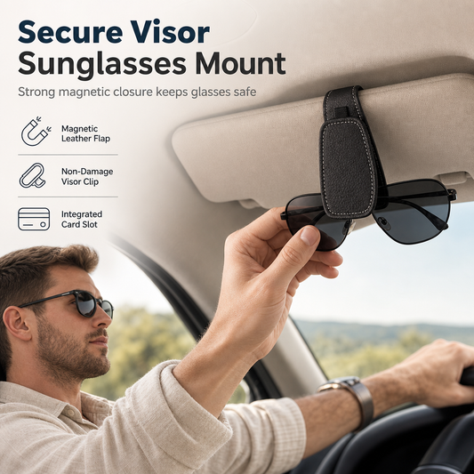 ⏳ 70 % rabatt i en begrenset periode ⏰ Solbrilleholder til bilen med to klemmer og billett-/kortklemme 🚗🕶️