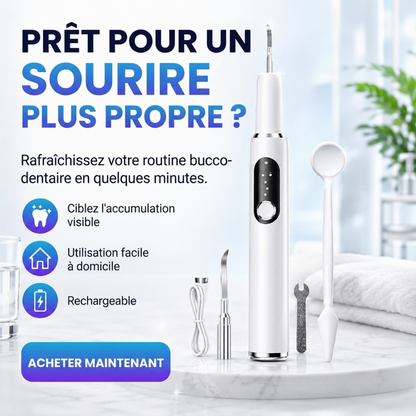 🦷 BLITZTILBUD: 50 % RABATT! Elektrisk ultralyd-tannrens – 5 justerbare moduser, 500 W-motor og utskiftbare hoder med 21° vinkel for profesjonell tannrengjøring hjemme ✨💎