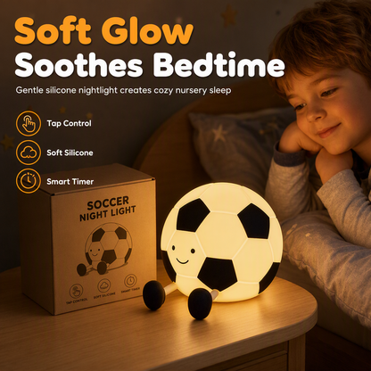 ⚽ Oppladbare fotball-nattlamper✨ – Øyevennlig silikonlampe med trykkfunksjon | Mykt lys, søtt design | Perfekt lampe til barnerommet.