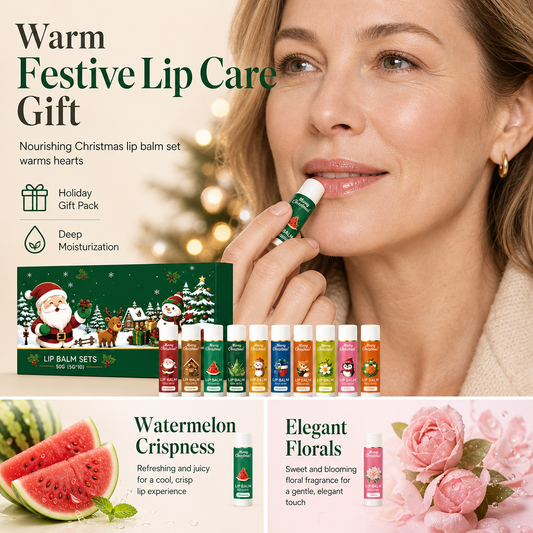 🎁 50 % RABATT I BEGRENSET TID! 🎄 Julepakke med fuktighetsgivende leppepomader – fuktighetsgivende, langvarig effekt, klar til å gi i gave 💋