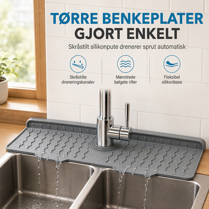 💧 BEGRENSET TID: 50 % RABATT! 🧽 Sprutbeskyttelsesmatte for kran i matgodkjent silikon – Rask drenering, fleksibel, kan kuttes til ✨