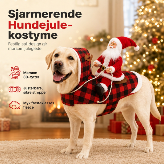 🦮Rødt julekostyme til hund, nisseriestedrakt med justerbar bryststropp🦮