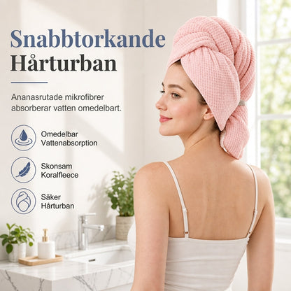 🍍 60 % RABATT NÅ! 💇‍♀️ Hårfønerhåndkle i korallfleece – hurtigtørkende, seks ganger så absorberende og ergonomisk turban ✨