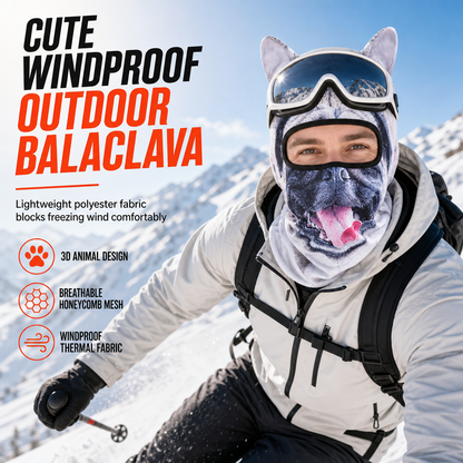 ⛷️🌬️50 % RABATT🐾Vindtett balaclava med dyremønster – beskytter ansiktet og halsen når du er ute❄️