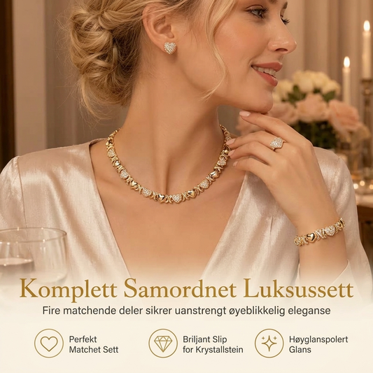 Klassisk hjertesmykkesett i 4 deler