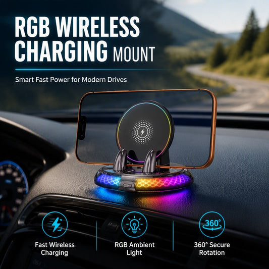 🔄50 % RABATT! Universell mobiltelefonholder til bilen med trådløs lading – selvklebende feste, 360°-rotasjon og 15 W effekt for praktisk navigering og lading mens du kjører 📱✨
