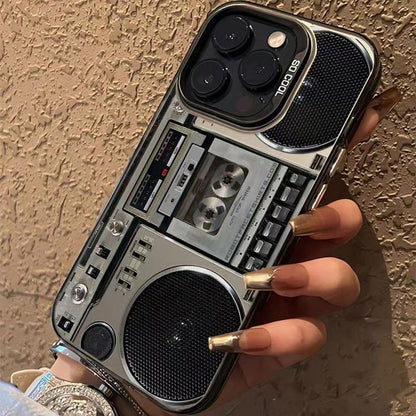 📼 Silikon-mobilveske med retro kassettspiller-mønster, passer til iPhone- og Galaxy-serien