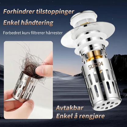 ⏳Kun for en kort tid – 50% RABATT ⏰Universell avløpssil av rustfritt stål med trykkmekanisme til vasken