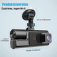 🚗🎥 50 % RABATT! Dashcam med 3 Full HD 1080p-objektiver – foran + i kupeen + bak med ryggekamerafunksjon 🔥