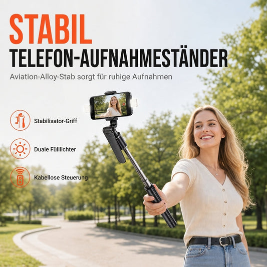 📸 50 % RABATT 🤳 Utrekkbart selfie-stativ med Bluetooth-fjernkontroll og håndholdt gimbal-stabilisator – perfekt for livestreaming og fotografering ✨