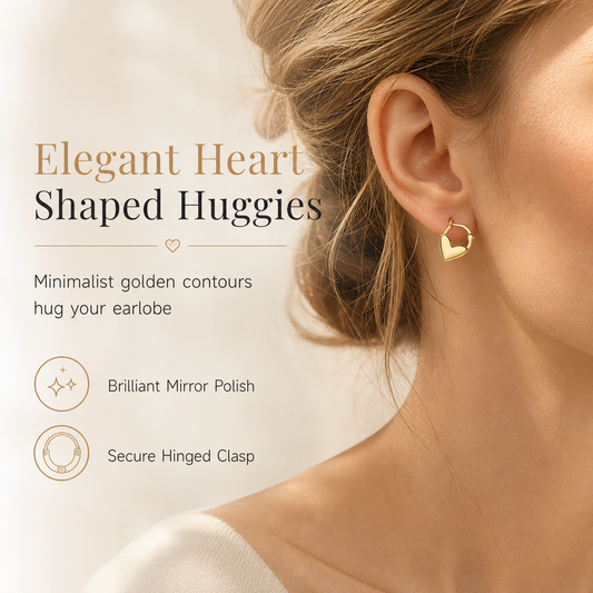 💕 50 % RABATT! ✨ Små hjerteformede ringøreringer – Glatt overflate og fransk minimalistisk stil ✨