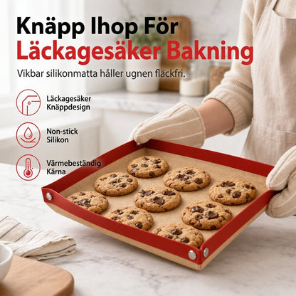 🧁 50 % RABATT NÅ! Non-stick-bakematte i silikon med festbare hjørner – varmebestandig glassfiberkjerne, lekkasjesikker utforming og enkel rengjøring – perfekt til makroner, bakverk og klissete ovnsbakverk ✨