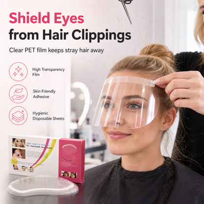 ✂️✨ 50 stk. gjennomsiktige engangsvisirer med limfeste til hårklipp, luggklipp og hårfarging 💇‍♀️💧