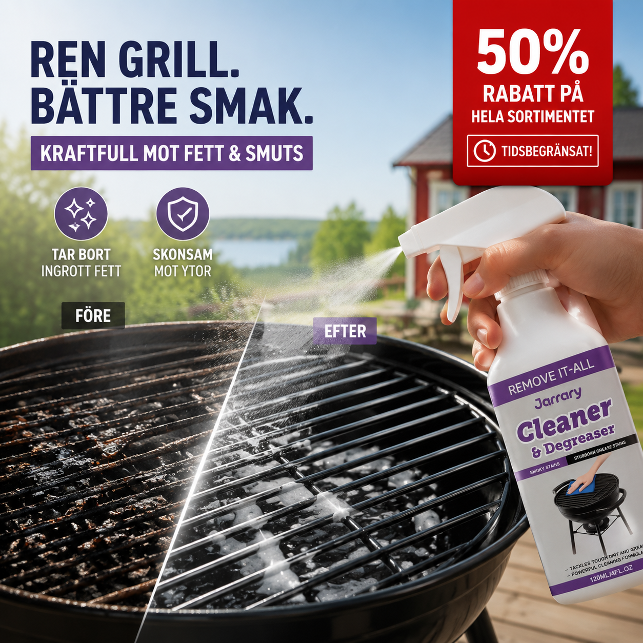 🧼 Kraftfull grillrengöring & avfettning – löser upp fett, smuts och fastbrända rester 🔥