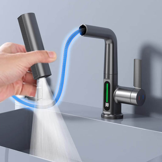 Pulling lifting digital display faucet
