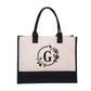Perfect Gift-DIY Letter Canvas Bag Women Hit Color Simple Shoulder Shopping Tote Handbag